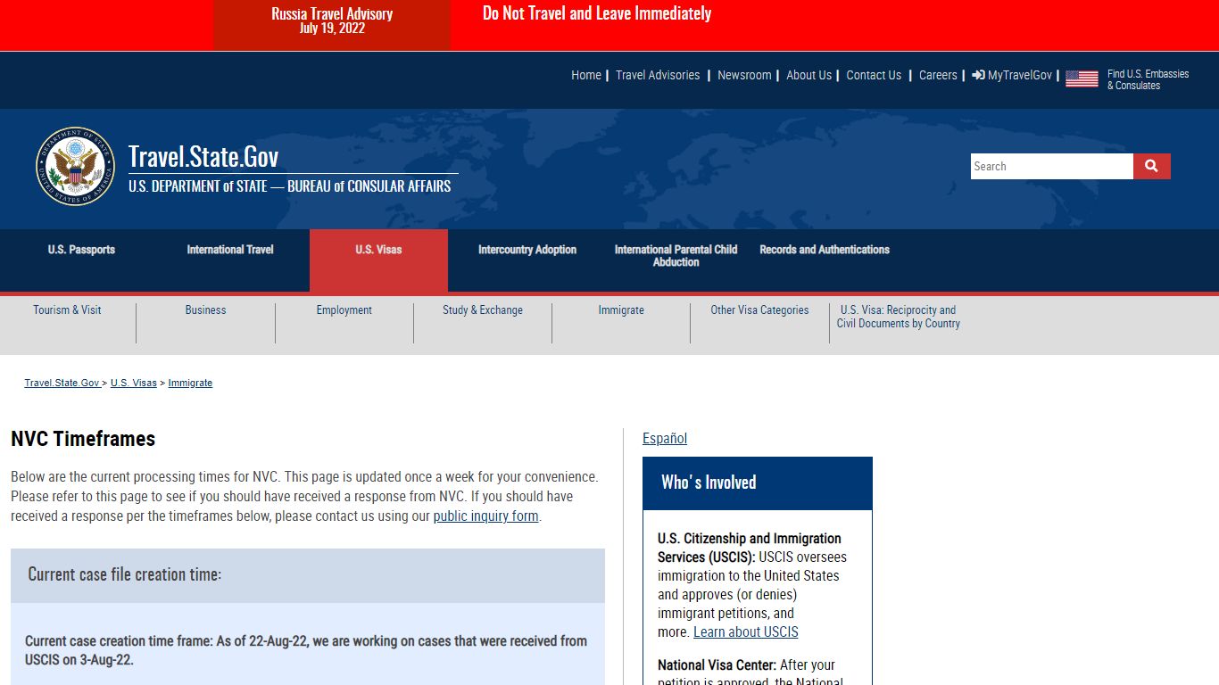 NVC Timeframes - United States Department of State